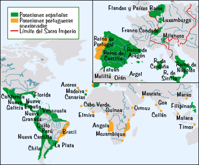 Los territorios de la Monarquía Hispánica en 1580.