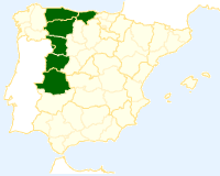 Zonas de distribución del astur-leonés.