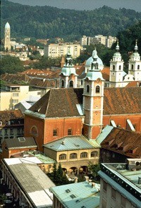 El centro histórico de Ljublana, Eslovenia.