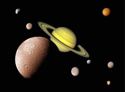 Dione es una de las lunas que orbitan alrededor de Saturno.